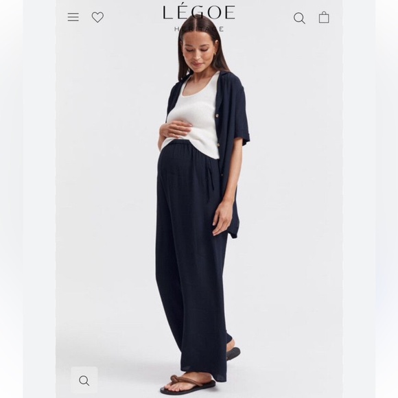 NWT Legoe Heritage Navy Blue Holliday Rayon Pull On Pant Size 0 Maternity - Picture 1 of 8